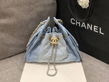 Chanel Mini 25 Handbag Denim Blue 22x20x12.5cm