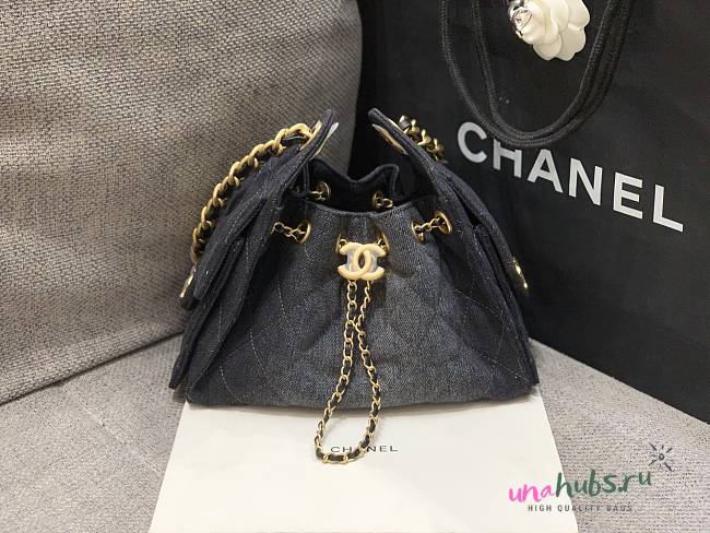 Chanel Mini 25 Handbag Denim Black 22x20x12.5cm - 1