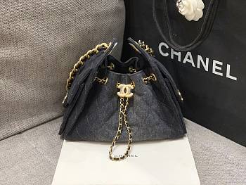 Chanel Mini 25 Handbag Denim Black 22x20x12.5cm