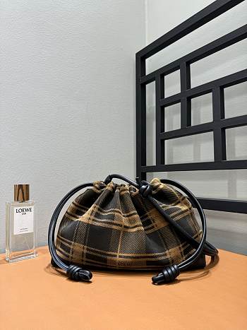 Loewe Medium Flamenco tartan suede Brown 30x10.5x20cm