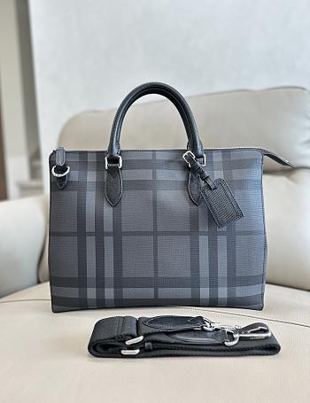 Burberry Black/Smoke Check Coated Canvas Laptop Bag 37x9x27cm