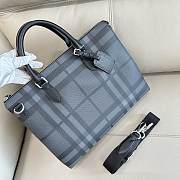 Burberry Black/Smoke Check Coated Canvas Laptop Bag 37x9x27cm - 5