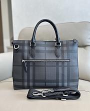 Burberry Black/Smoke Check Coated Canvas Laptop Bag 37x9x27cm - 2