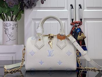 Louis Vuitton Speedy Bandoulière 20 White Blue 20.5x13.5x12cm