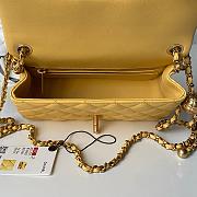 Chanel Flap Bag Yellow Lambskin Bell 20cm  - 3