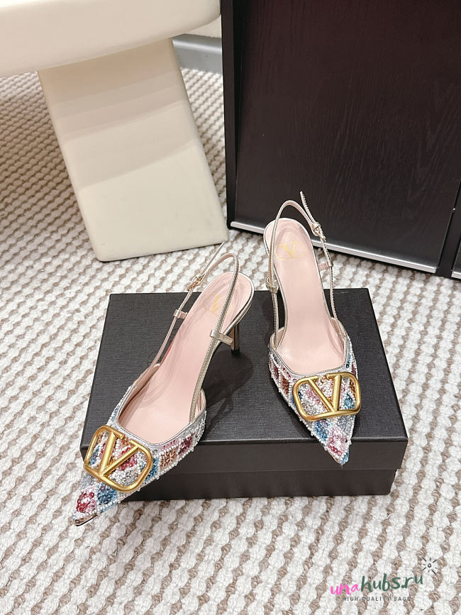 Valentino VLogo Sequined Slingback Pumps 8cm - 1