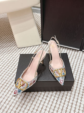 Valentino VLogo Sequined Slingback Pumps 8cm