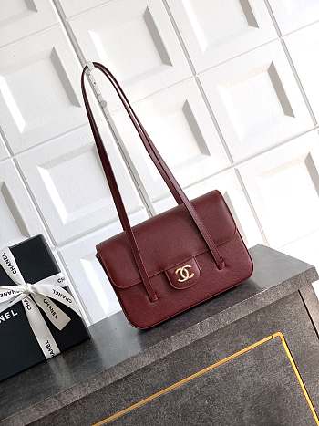 Chanel Small Flap Bag Burgundy Calfskin Gold 22x15x7cm 