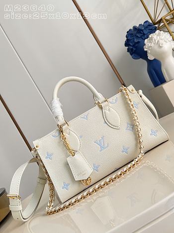 Louis Vuitton OnTheGo East West White Blue 25x13x10cm
