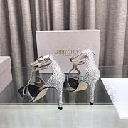 Jimmy Choo Azia 95 Sandal Anthracite Glitter Fabric With Crystal - 4