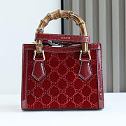 Gucci Diana Crystals Small Tote Bag Red Velvet 20x16x10cm - 1