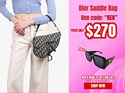 Dior Saddle monoram grained calfskin with strap bag 24cm - 1