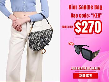 Dior Saddle monoram grained calfskin with strap bag 24cm