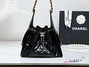 Chanel Small 25 Handbag Black Gold Lambskin 30x26x14cm - 6