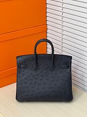 Hermes Birkin Bag Black Ostrich Silver 25cm - 5