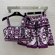 DG Printed gathered cotton-poplin mini skirt - 1