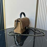 Chanel Top Handle Brown Black Suede 20x12x7cm - 5