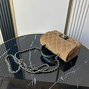 Chanel Top Handle Brown Black Suede 20x12x7cm - 4