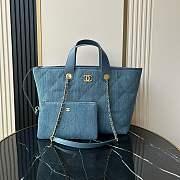 Chanel shopping Tote Bag Denim Blue 45x28x17cm - 1