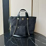 Chanel shopping Tote Bag Denim Black 45x28x17cm - 1