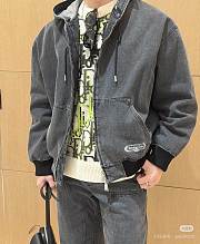 Dior CD Box Hooded Blouson Jacket Gray Cotton Twill - 4