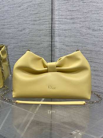 Dior Small Bow Bag Yellow Lambskin Silver 26x16x10cm