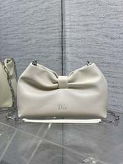 Dior Small Bow Bag White Lambskin Silver 26x16x10cm - 1