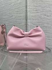 Dior Small Bow Bag Pink Lambskin Silver 26x16x10cm - 1