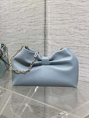 Dior Small Bow Bag Blue Lambskin Silver 26x16x10cm - 3