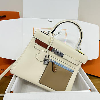 Hermes kelly Colrmatic Swift Silver White 25cm