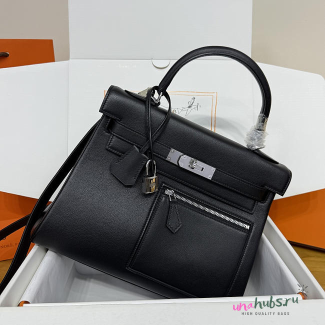 Hermes kelly Colrmatic Swift Silver Black 25cm - 1