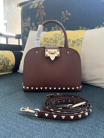 Valentino Garavani Small Rockstud Tote Brown Bag 21x15x10cm