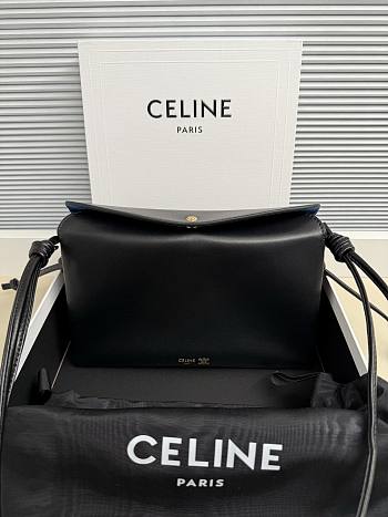 Celine Trio Flap Smooth Lambskin Black 22.5x13x2.5cm