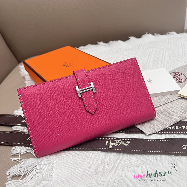 Hermes Wallet Fuchsia Silver 17.5x9cm - 1