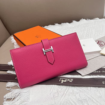 Hermes Wallet Fuchsia Silver 17.5x9cm