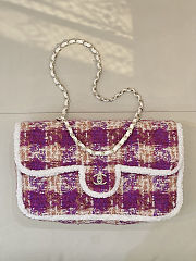 Chanel Flap Bag Tweed Purple 25cm - 1