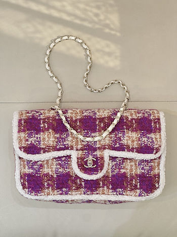 Chanel Flap Bag Tweed Purple 25cm