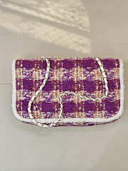 Chanel Flap Bag Tweed Purple 25cm - 5