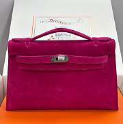 Hermes Kelly Pochette Pink Suede Clutch Bag 22x12x5cm - 1