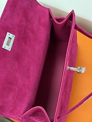 Hermes Kelly Pochette Pink Suede Clutch Bag 22x12x5cm - 2