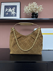 Chanel Shopping Bag Brown Suede 35x29x13cm - 2