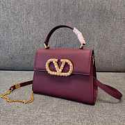 Valentino Garavani Small VSling Handbag Burgundy 22x9x17cm - 1