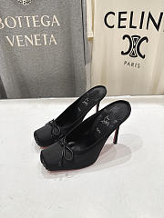 Christian Louboutin Cassia Satin Ballerina Black Pumps 100mm  - 1