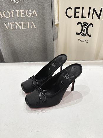 Christian Louboutin Cassia Satin Ballerina Black Pumps 100mm 