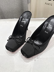 Christian Louboutin Cassia Satin Ballerina Black Pumps 100mm  - 2