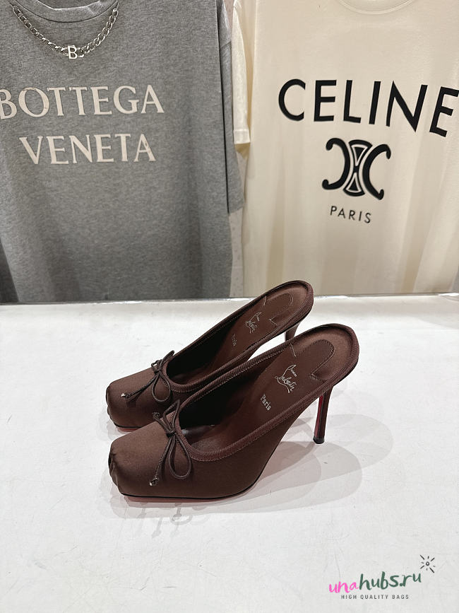 Christian Louboutin Cassia Satin Ballerina Brown Pumps 100mm - 1