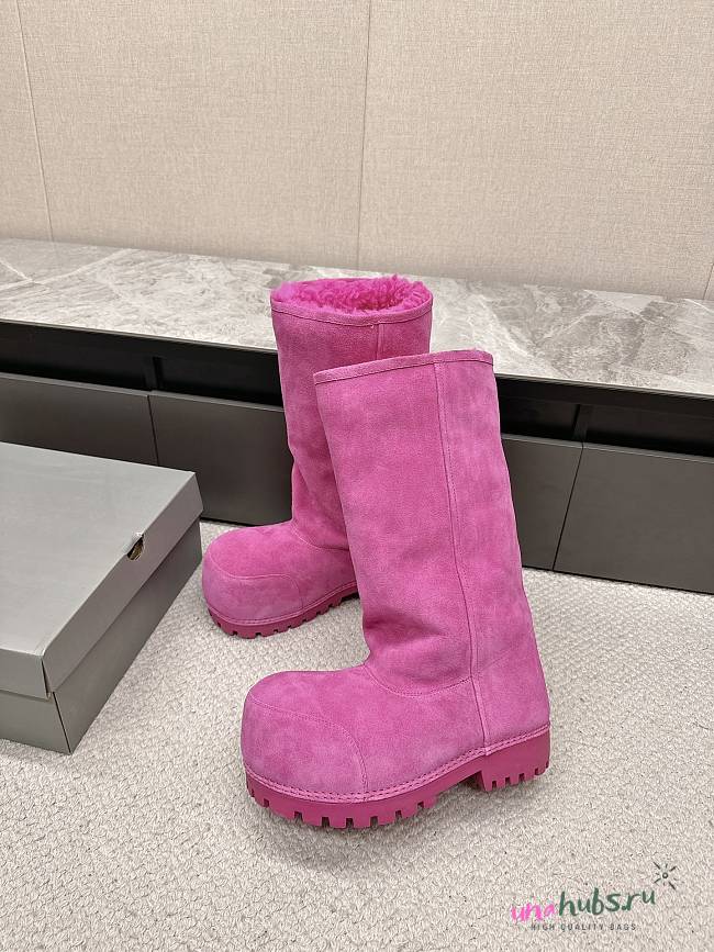 Balenciaga Alaska Fur Pink High Boots - 1