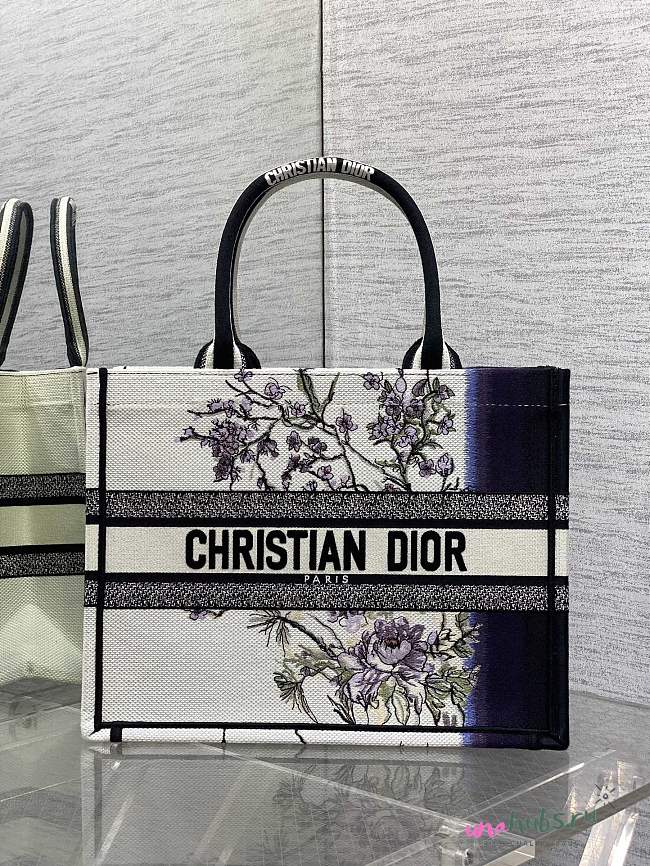 Dior Medium Book Tote White Purple 36cm - 1