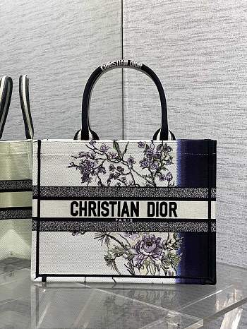 Dior Medium Book Tote White Purple 36cm