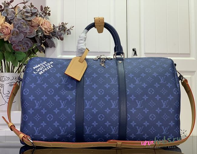 Louis Vuitton Keepall Bandoulière 50 Blue 50x29x23cm - 1